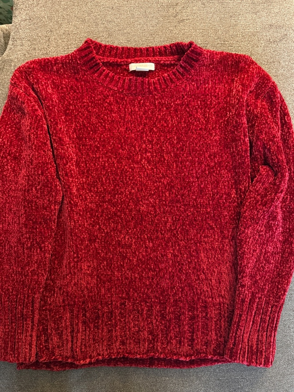 Christian Siriano New York - Cozy Red Chenille Crewneck Sweater Sz L